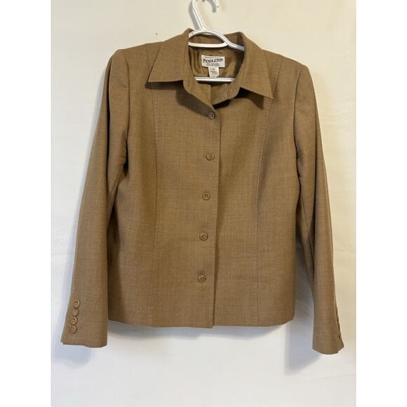 Pendleton Blazer Women’s 10 Brown Tan 100% Virgin Wool Jacket Lined - Picture 1 of 9